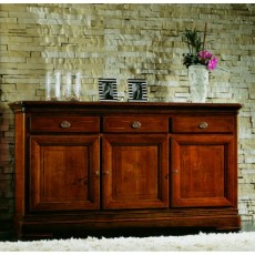 CREDENZA 3 P. (E CASSETTI CON FILETTI E FIORE INTARSIATO)